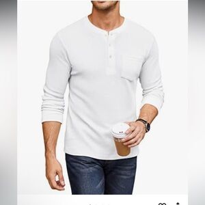 Men's Classic White Long Sleeve Henley
